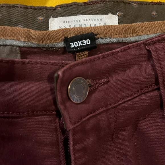 Michael Brandon Plum Slim Fit Chino 30 x 30 - Picture 3 of 4